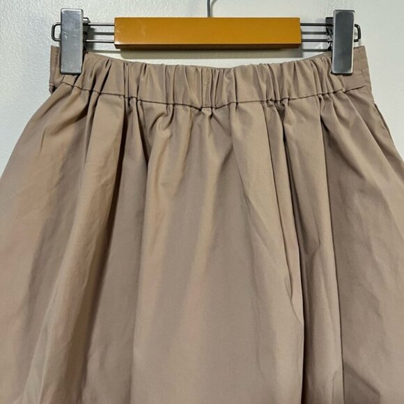Uniqlo XS Beige A-Line Midi Skirt with Elastic Waist - Picture 6 of 10